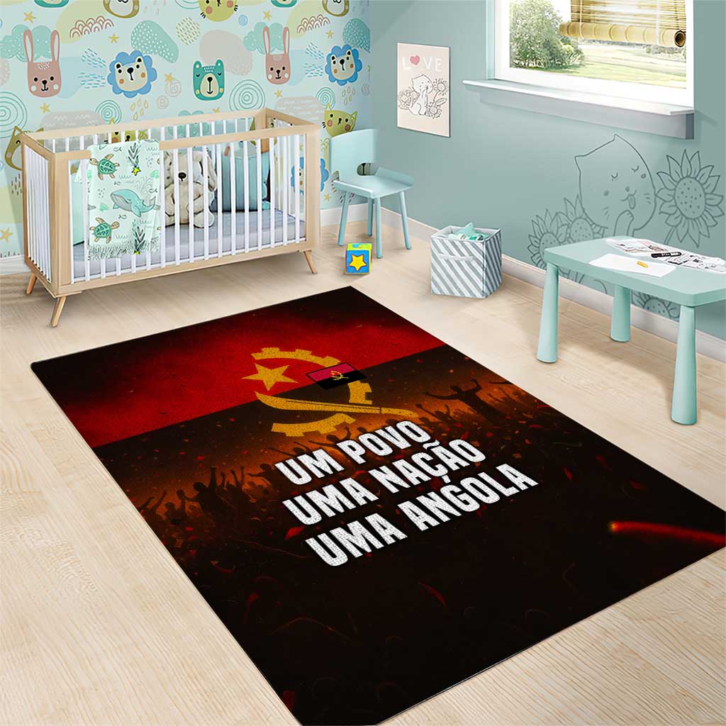 Angola Area Rug Red Black Yellow Grunge - African Pride