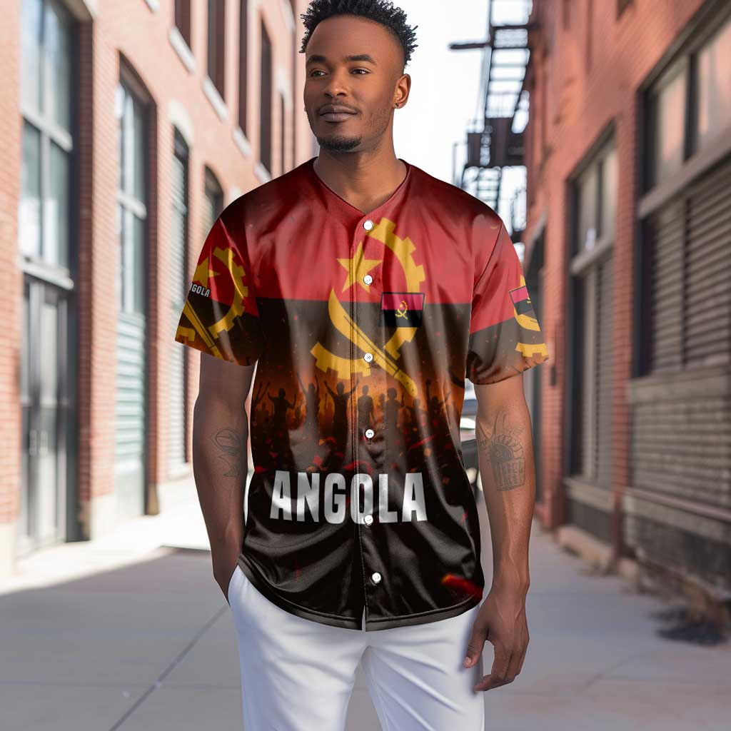 Angola Baseball Jersey Red Black Yellow Grunge - African Pride
