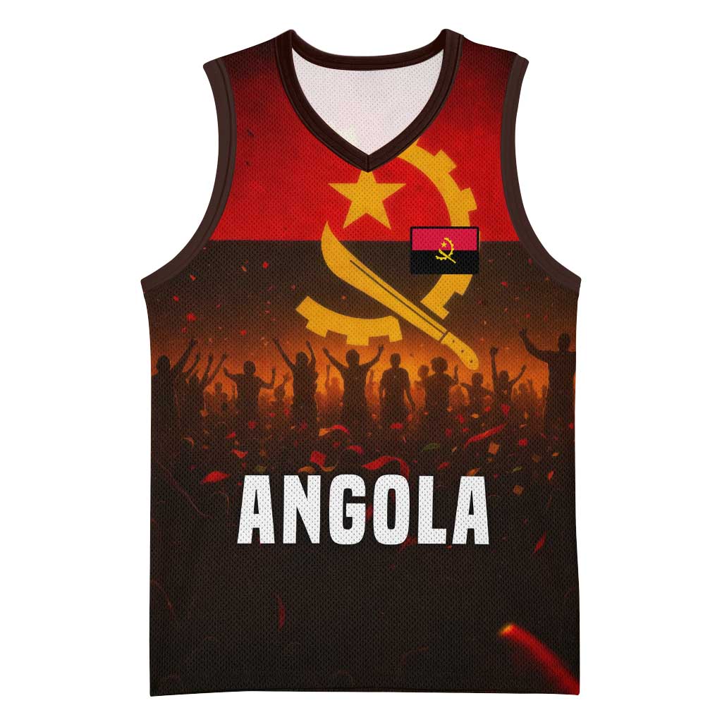 Angola Basketball Jersey Red Black Yellow Grunge TS04
