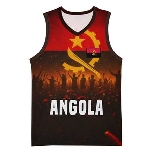 Angola Basketball Jersey Red Black Yellow Grunge TS04