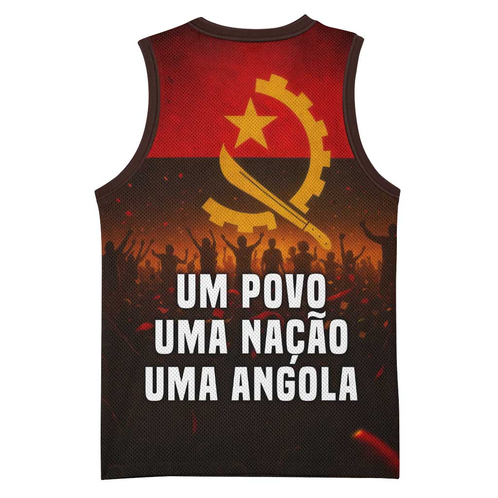 Angola Basketball Jersey Red Black Yellow Grunge TS04