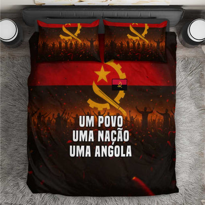 Angola Bedding Set Red Black Yellow Grunge - African Pride