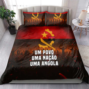 Angola Bedding Set Red Black Yellow Grunge - African Pride