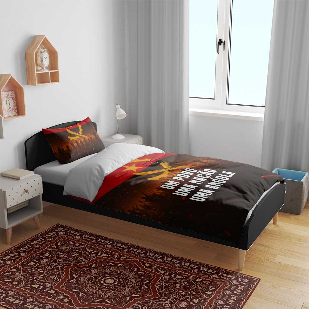 Angola Bedding Set Red Black Yellow Grunge - African Pride
