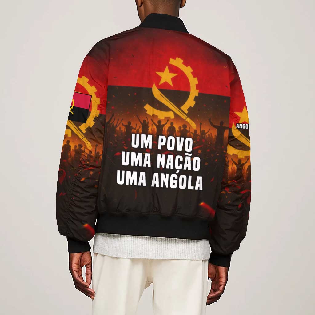 Angola Bomber Jacket Red Black Yellow Grunge - African Pride