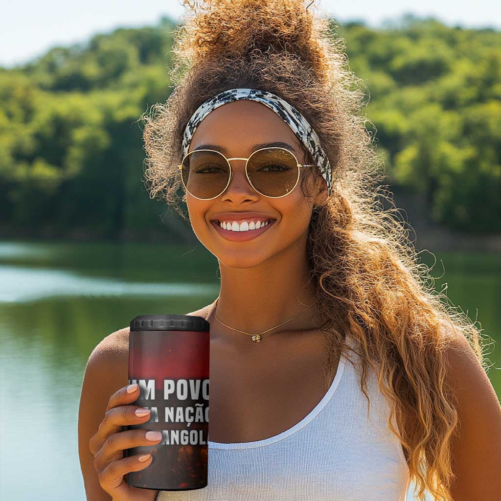 Angola 4 in 1 Can Cooler Tumbler Red Black Yellow Grunge - African Pride
