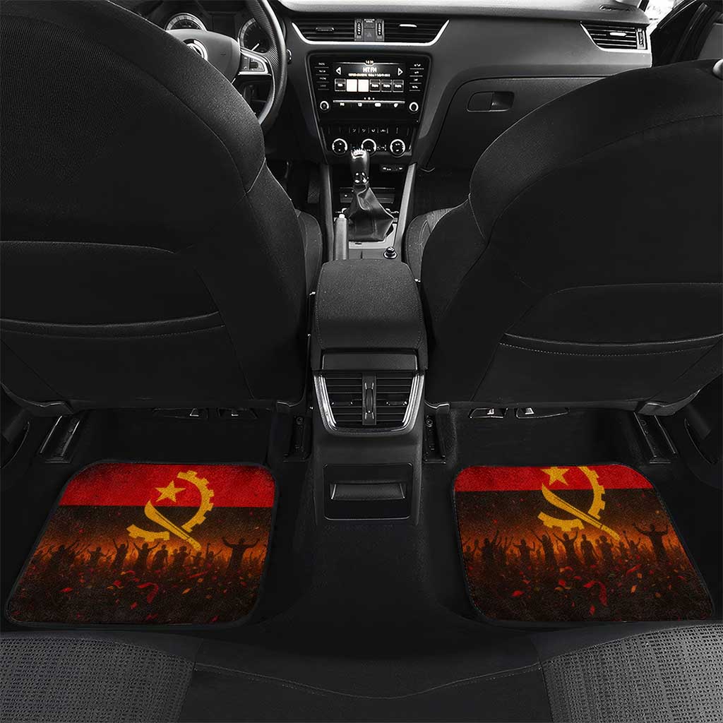Angola Car Mats Red Black Yellow Grunge - African Pride