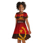 Angola Kid Short Sleeve Dress Red Black Yellow Grunge - African Pride