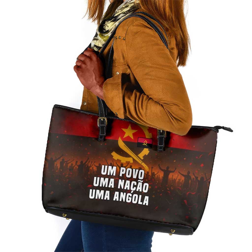 Angola Leather Tote Bag Red Black Yellow Grunge - African Pride