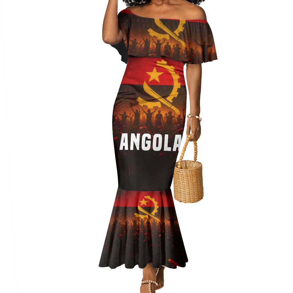 Angola Mermaid Dress Red Black Yellow Grunge - African Pride