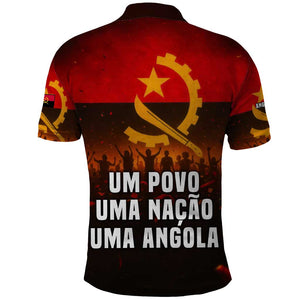 Angola Polo Shirt Red Black Yellow Grunge - African Pride