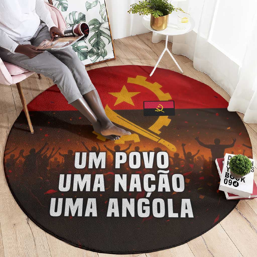Angola Round Carpet Red Black Yellow Grunge - African Pride