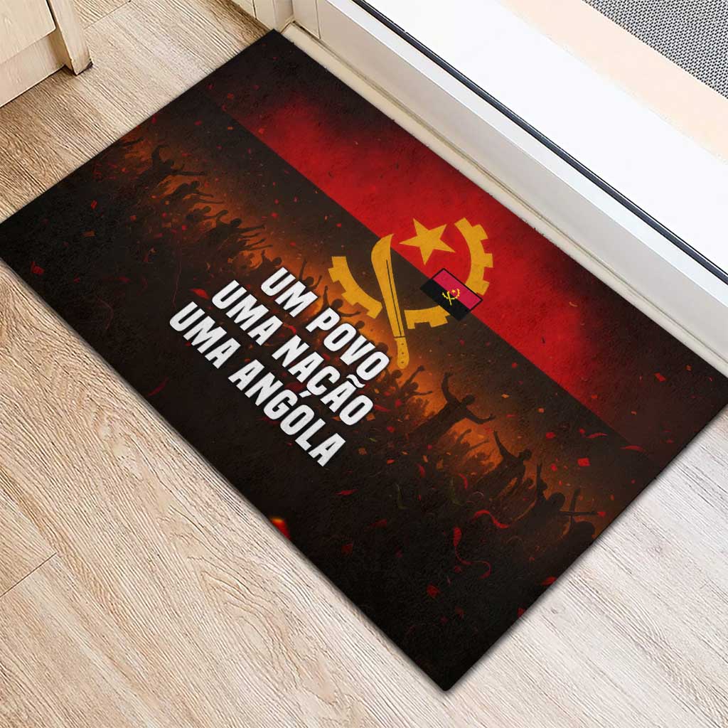 Angola Rubber Doormat Red Black Yellow Grunge - African Pride
