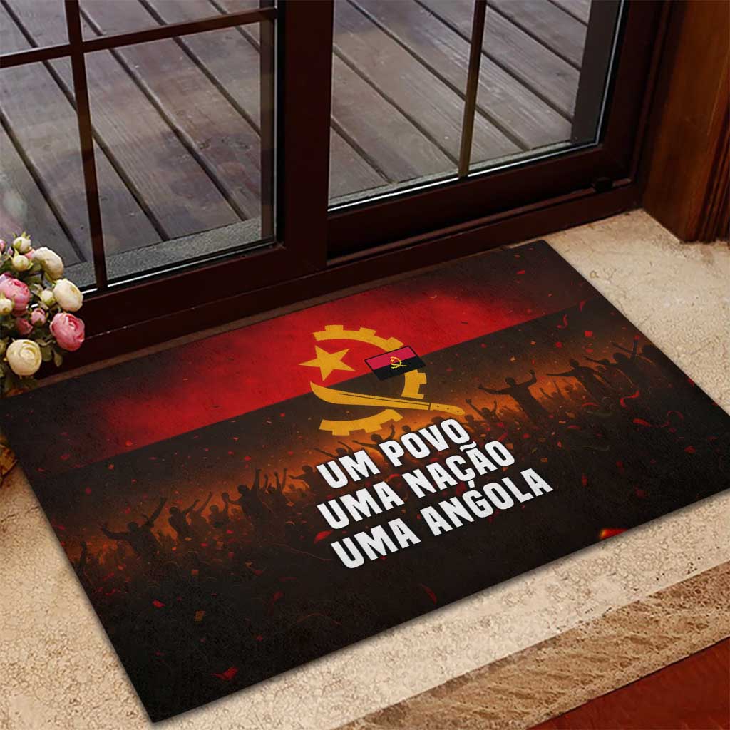 Angola Rubber Doormat Red Black Yellow Grunge - African Pride