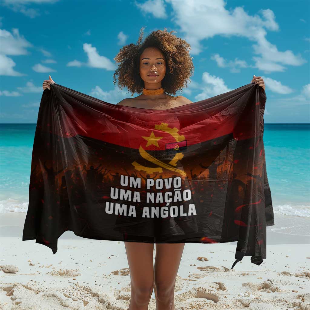 Angola Sarong Red Black Yellow Grunge - African Pride