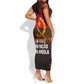 Angola Short Sleeve Bodycon Dress Red Black Yellow Grunge - African Pride