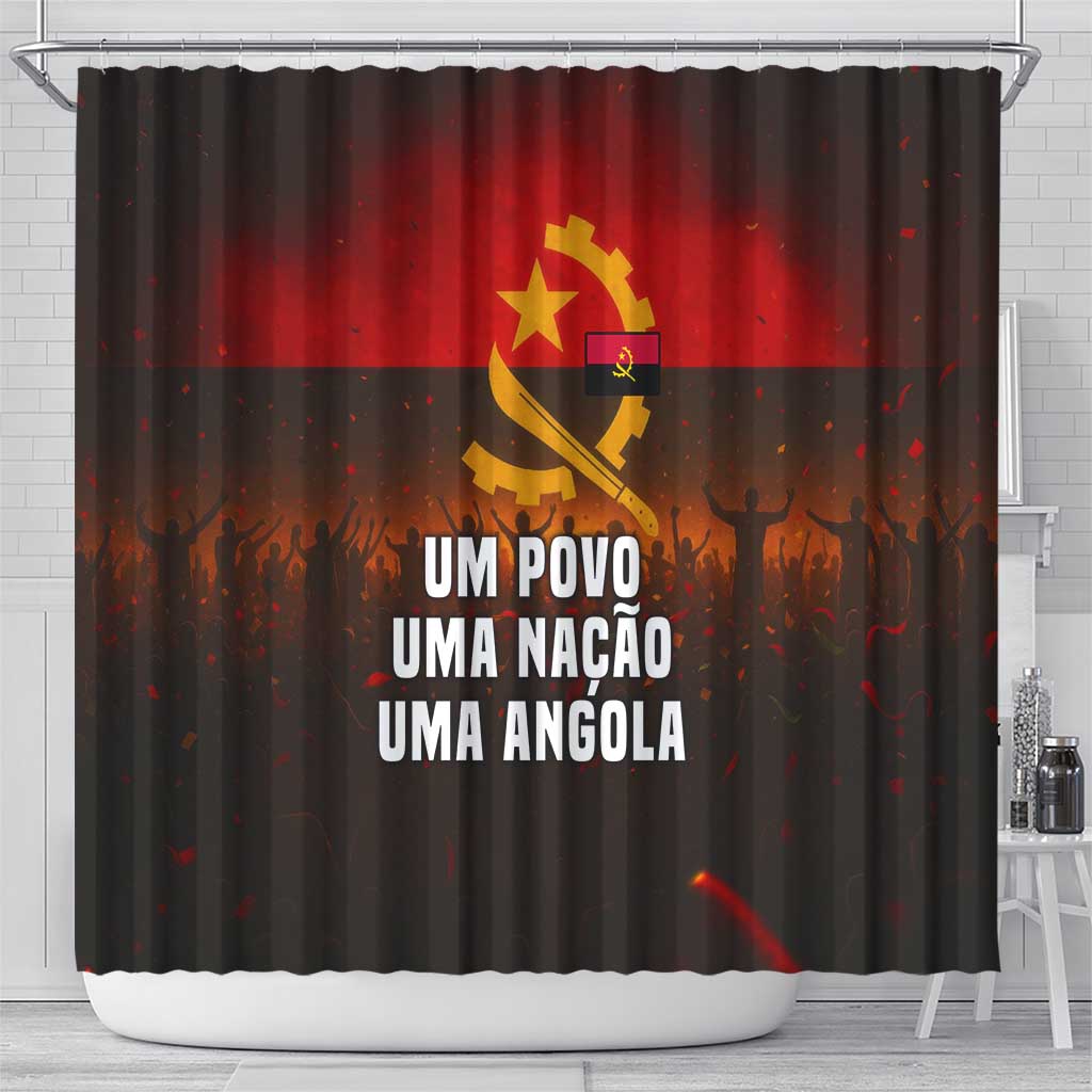 Angola Shower Curtain Red Black Yellow Grunge - African Pride