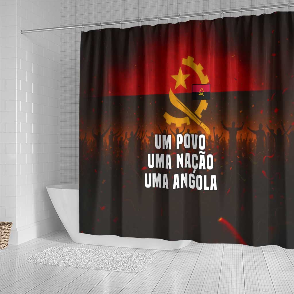 Angola Shower Curtain Red Black Yellow Grunge - African Pride