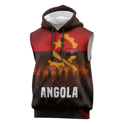 Angola Sleeveless Hoodie Red Black Yellow Grunge - African Pride