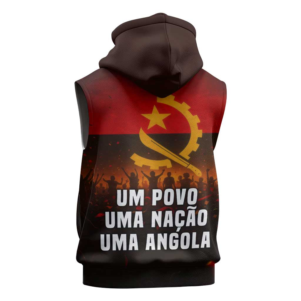 Angola Sleeveless Hoodie Red Black Yellow Grunge - African Pride
