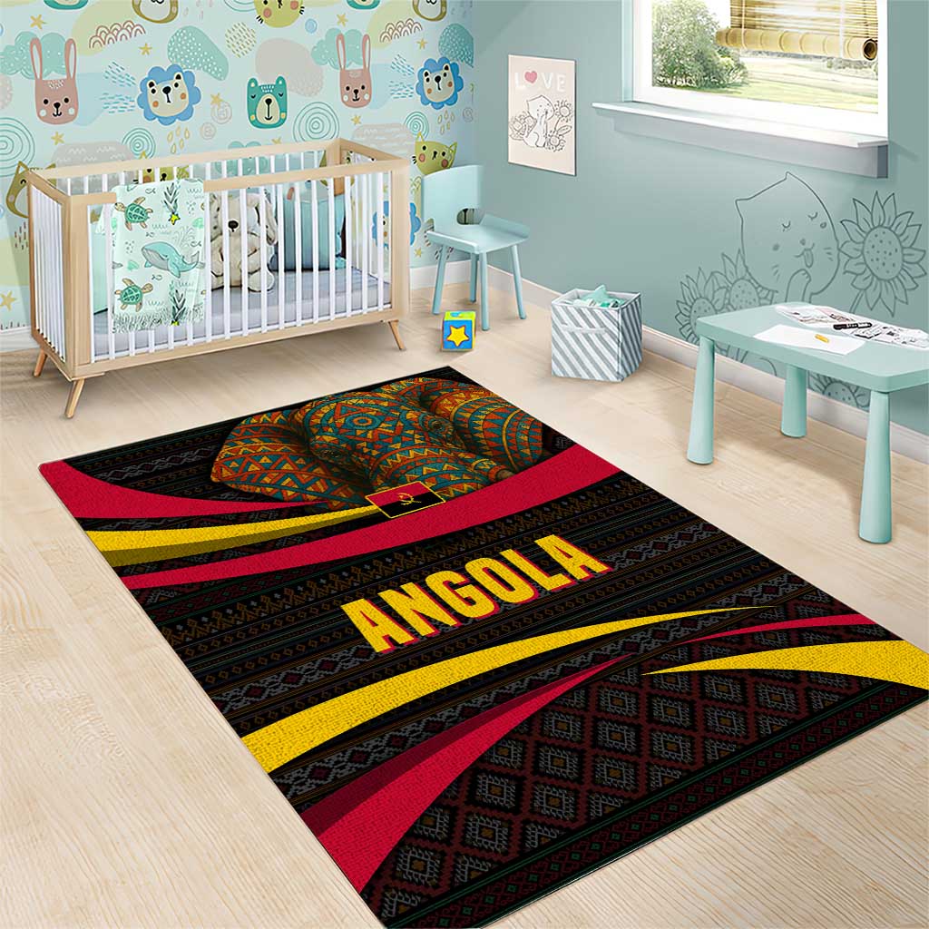 Angola Area Rug Red Black Yellow Tribal and Elephant - African Pride