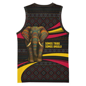 Angola Basketball Jersey Red Black Yellow Tribal and Elephant TS04
