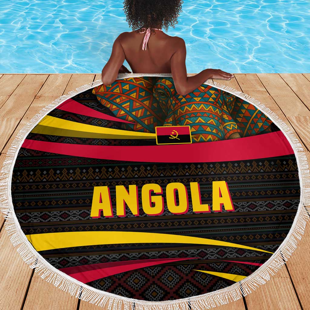 Angola Beach Blanket Red Black Yellow Tribal and Elephant - African Pride