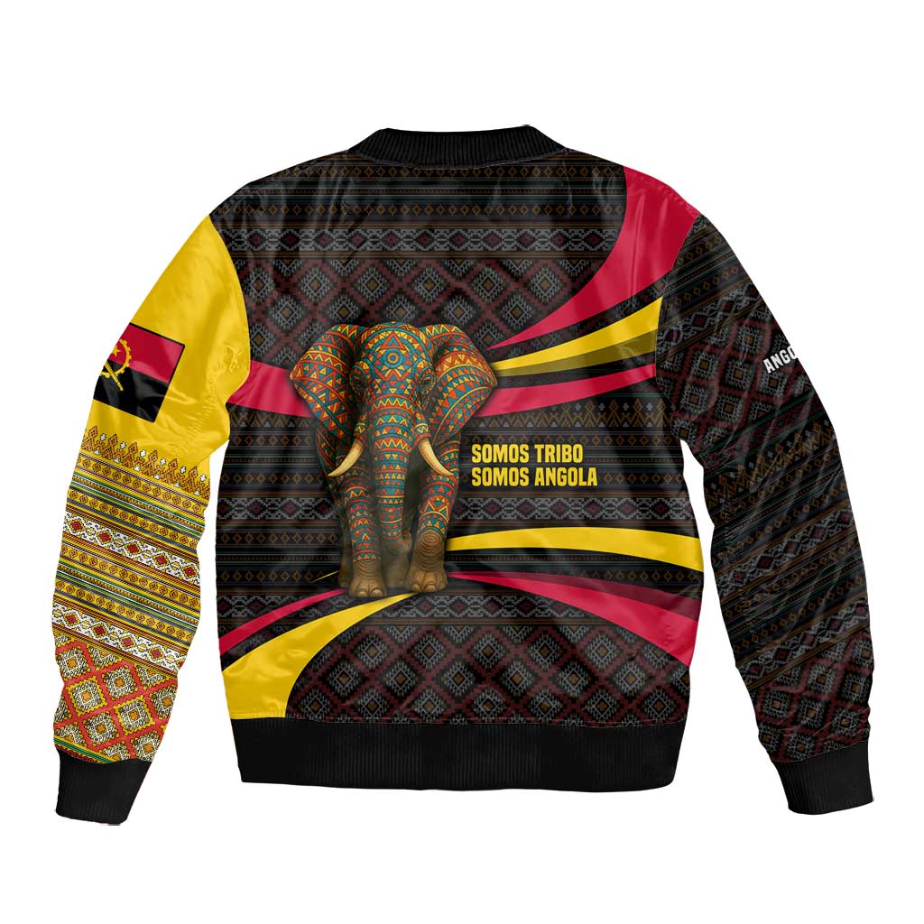 Angola Bomber Jacket Red Black Yellow Tribal and Elephant - African Pride