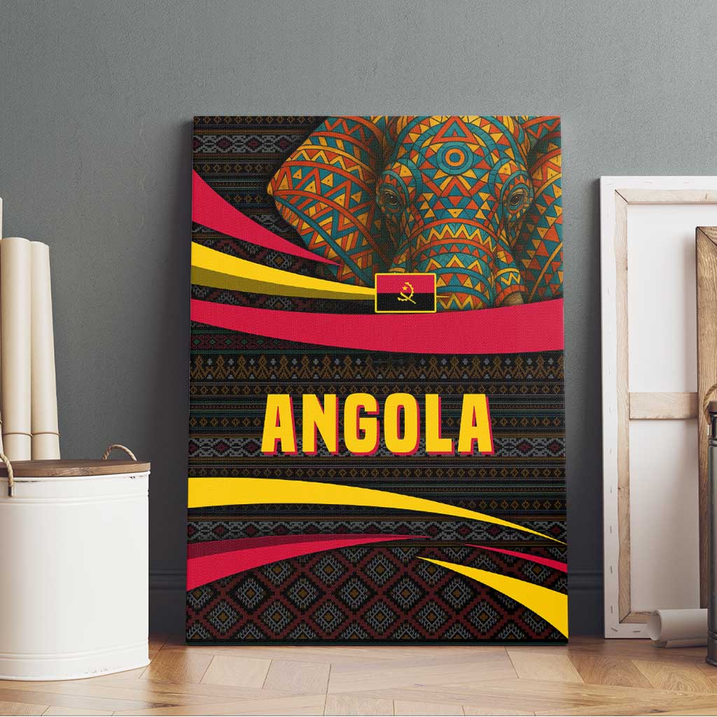 Angola Canvas Wall Art Red Black Yellow Tribal and Elephant - African Pride