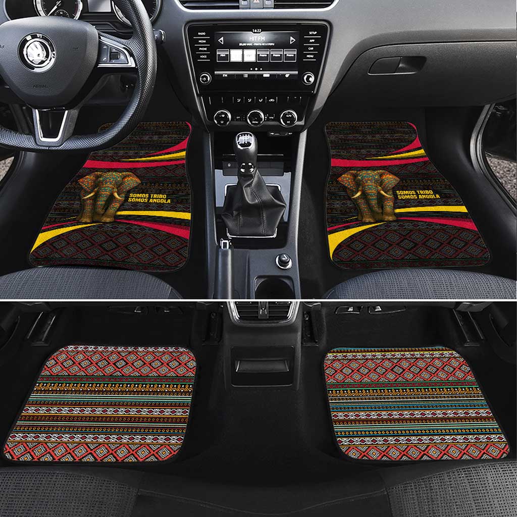 Angola Car Mats Red Black Yellow Tribal and Elephant - African Pride