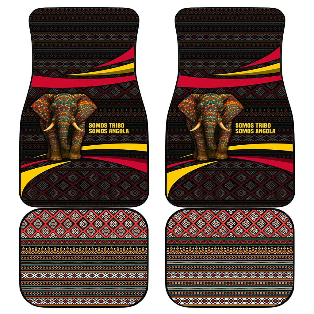 Angola Car Mats Red Black Yellow Tribal and Elephant - African Pride