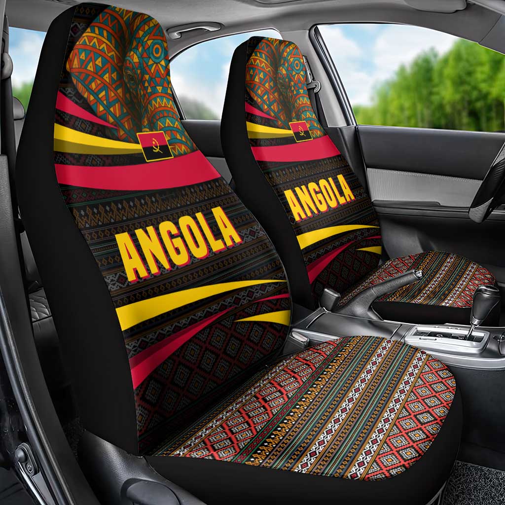 Angola Car Seat Cover Red Black Yellow Tribal and Elephant - African Pride