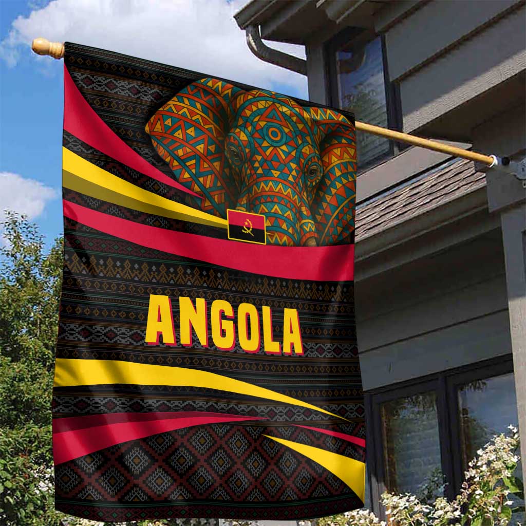 Angola Garden Flag Red Black Yellow Tribal and Elephant - African Pride