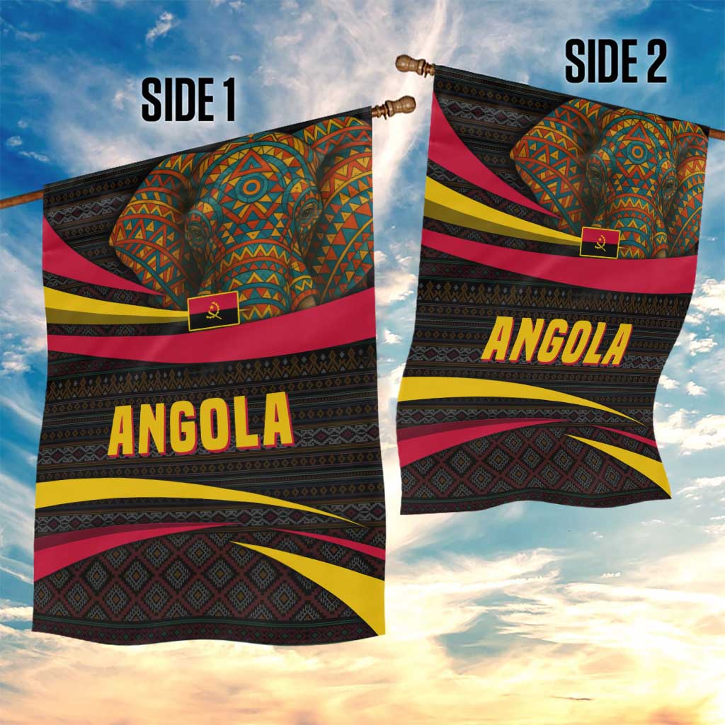 Angola Garden Flag Red Black Yellow Tribal and Elephant - African Pride