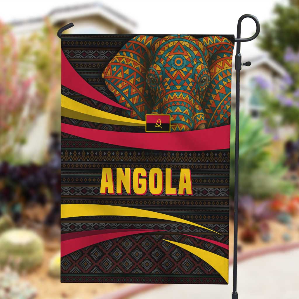 Angola Garden Flag Red Black Yellow Tribal and Elephant - African Pride