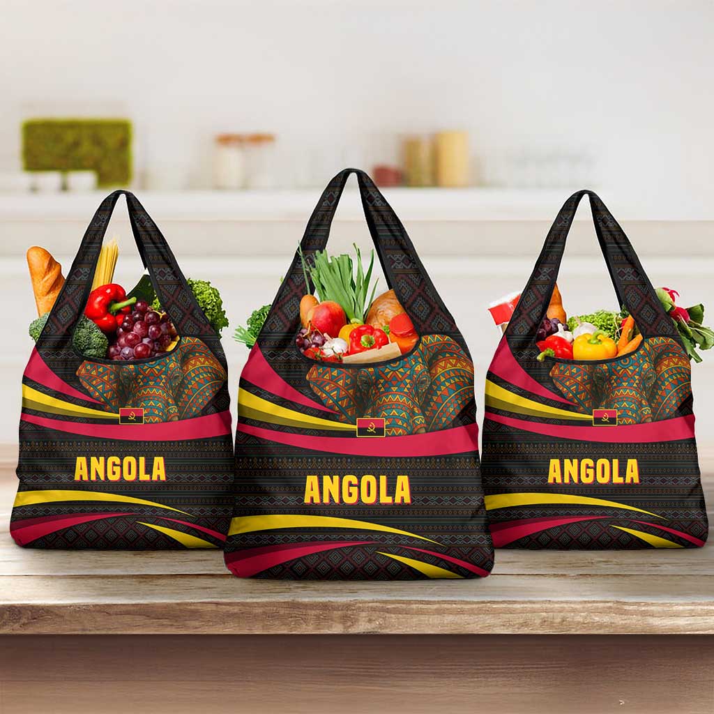 Angola Grocery Bag Red Black Yellow Tribal and Elephant - African Pride