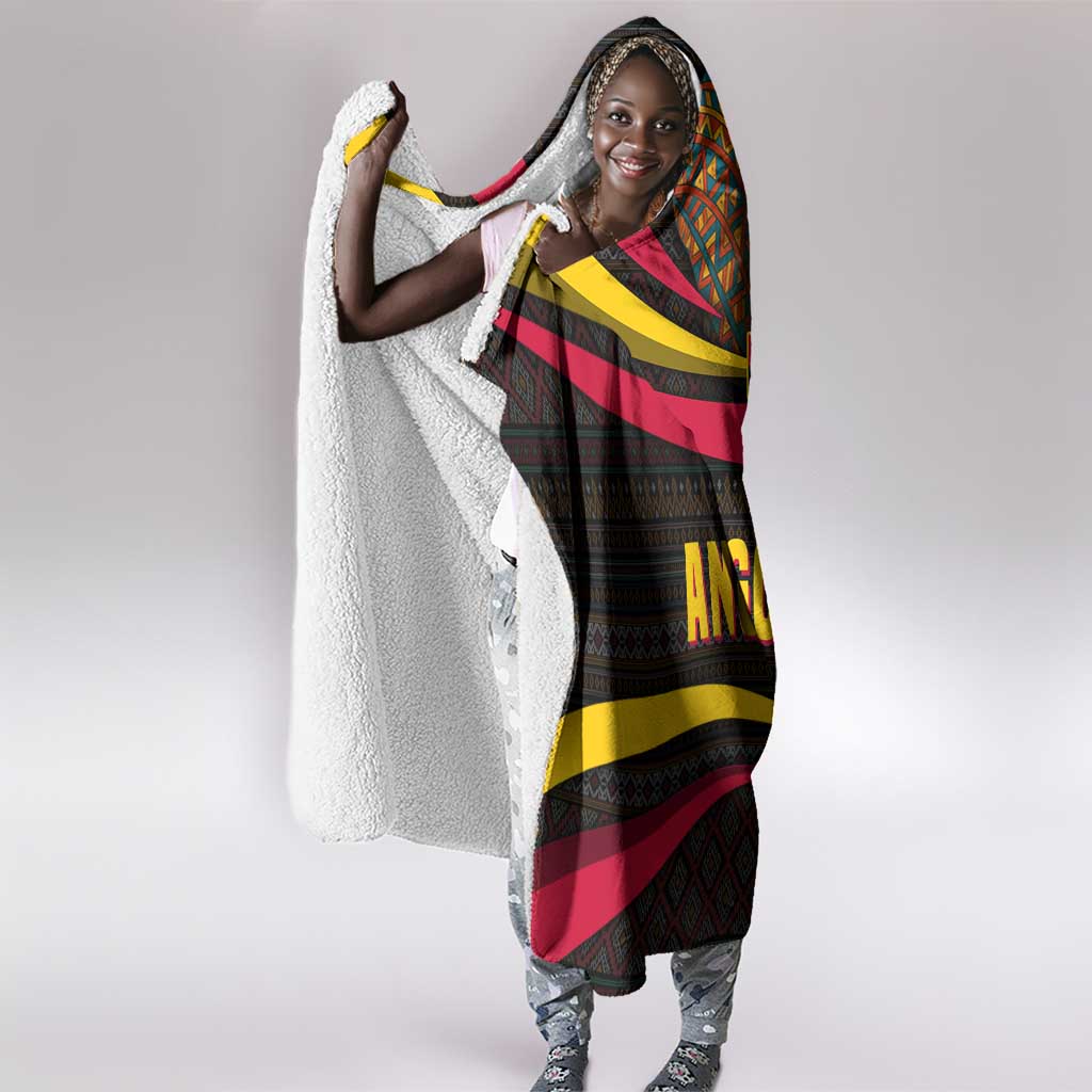Angola Hooded Blanket Red Black Yellow Tribal and Elephant - African Pride