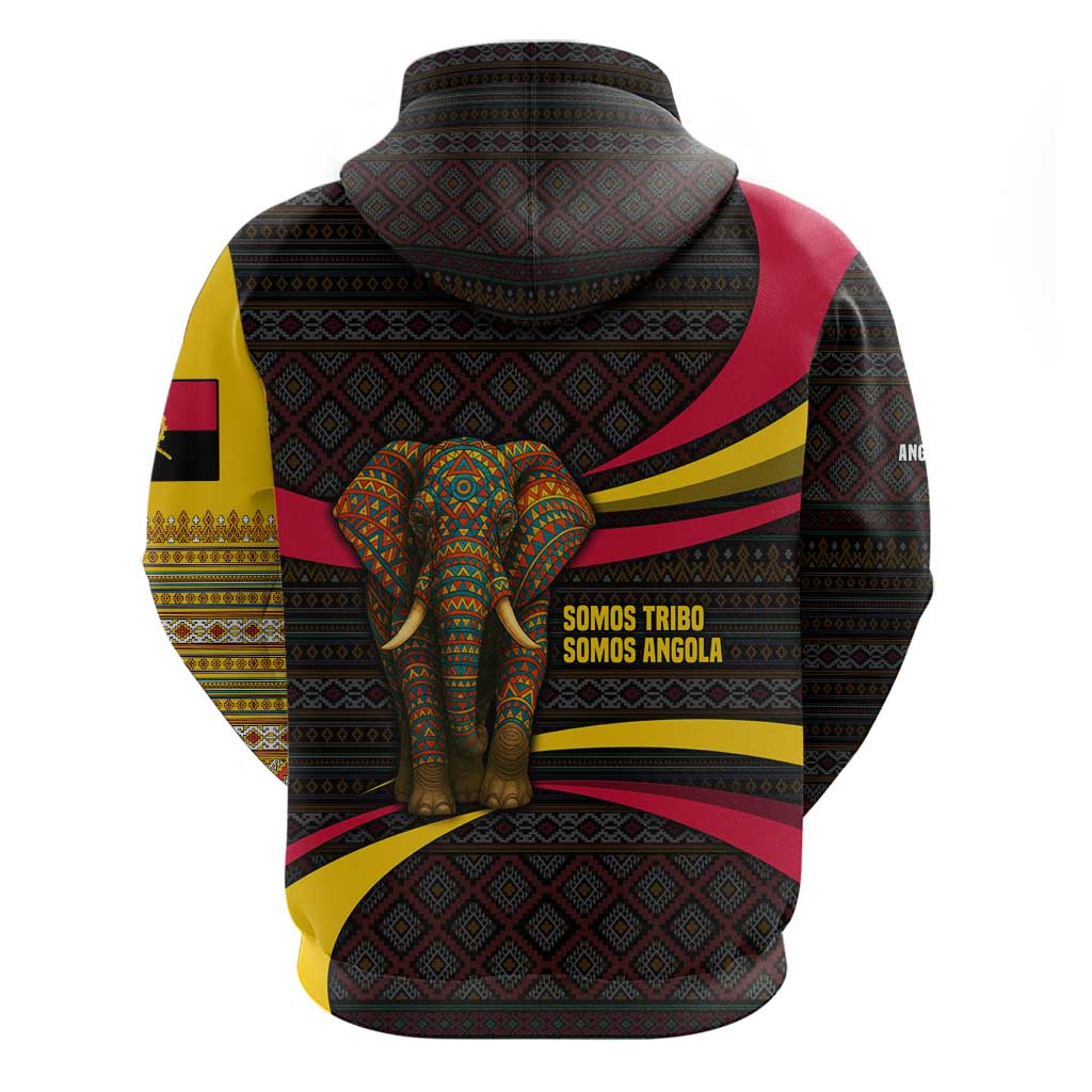 Angola Hoodie Red Black Yellow Tribal and Elephant - African Pride