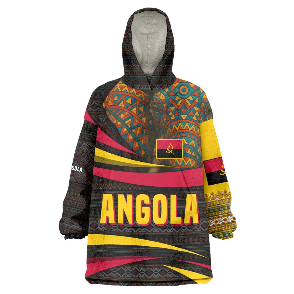 Angola Kid Wearable Blanket Hoodie Red Black Yellow Tribal and Elephant - African Pride