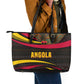 Angola Leather Tote Bag Red Black Yellow Tribal and Elephant - African Pride