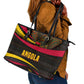 Angola Leather Tote Bag Red Black Yellow Tribal and Elephant - African Pride
