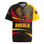 Angola Rugby Jersey Red Black Yellow Tribal and Elephant - African Pride