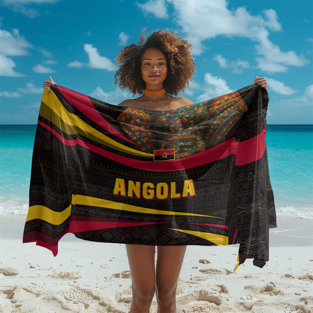 Angola Sarong Red Black Yellow Tribal and Elephant - African Pride