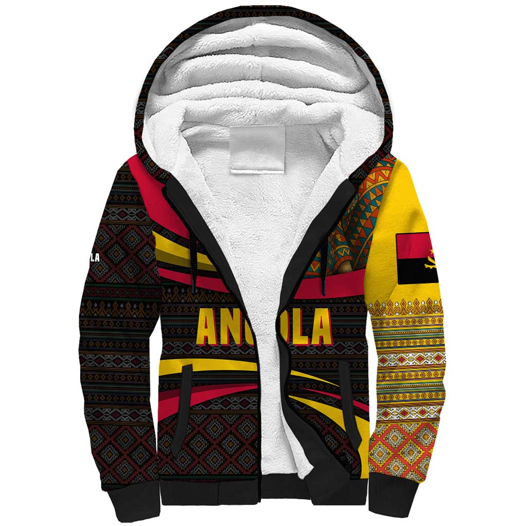 Angola Sherpa Hoodie Red Black Yellow Tribal and Elephant - African Pride