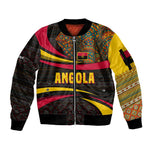 Angola Sleeve Zip Bomber Jacket Red Black Yellow Tribal and Elephant - African Pride