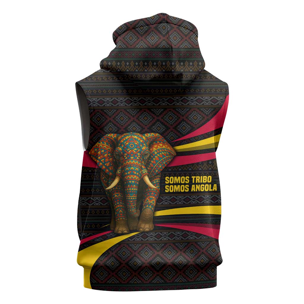 Angola Sleeveless Hoodie Red Black Yellow Tribal and Elephant - African Pride