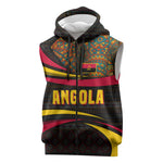Angola Sleeveless Zip Hoodie Red Black Yellow Tribal and Elephant - African Pride