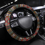 Angola Steering Wheel Cover Red Black Yellow Tribal and Elephant - African Pride