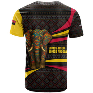 Angola T shirt Red Black Yellow Tribal and Elephant - African Pride