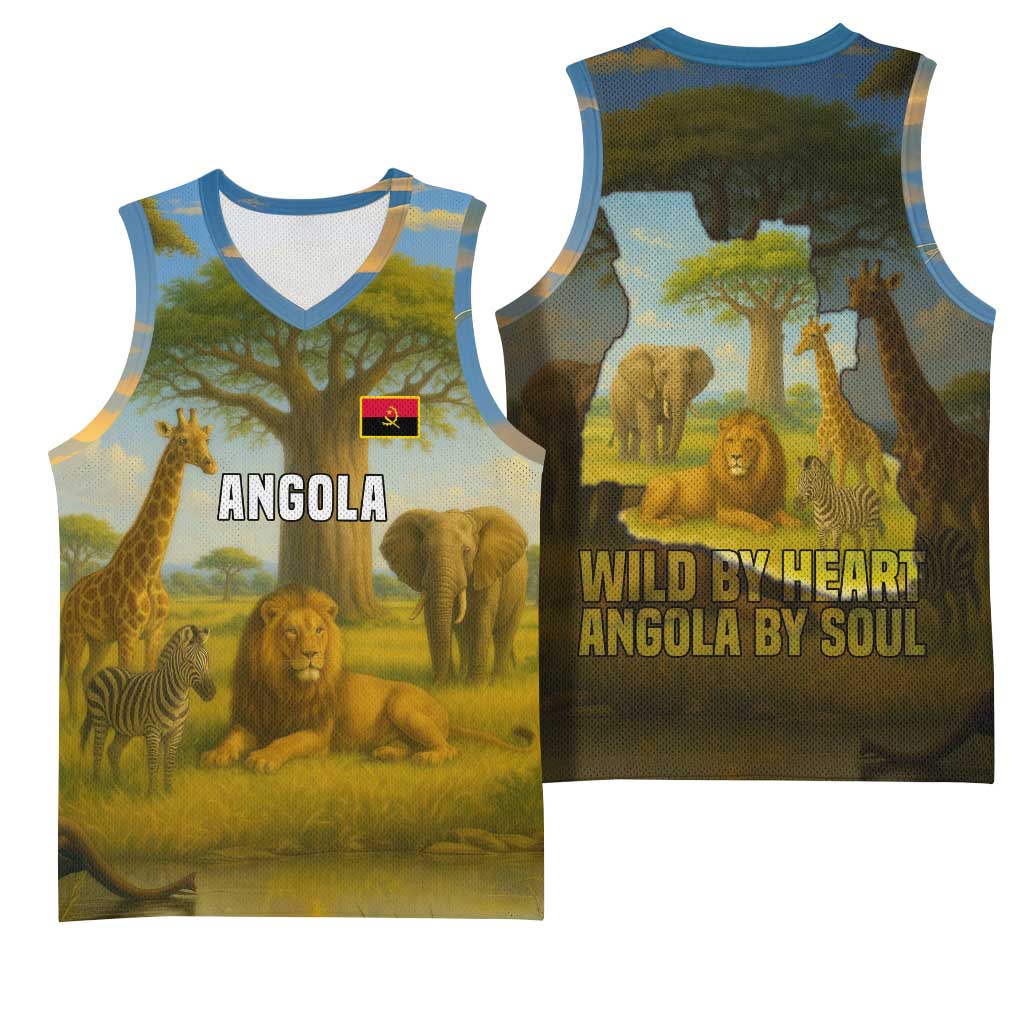 Angola Basketball Jersey Savannah Wildlife and African Animal TS04